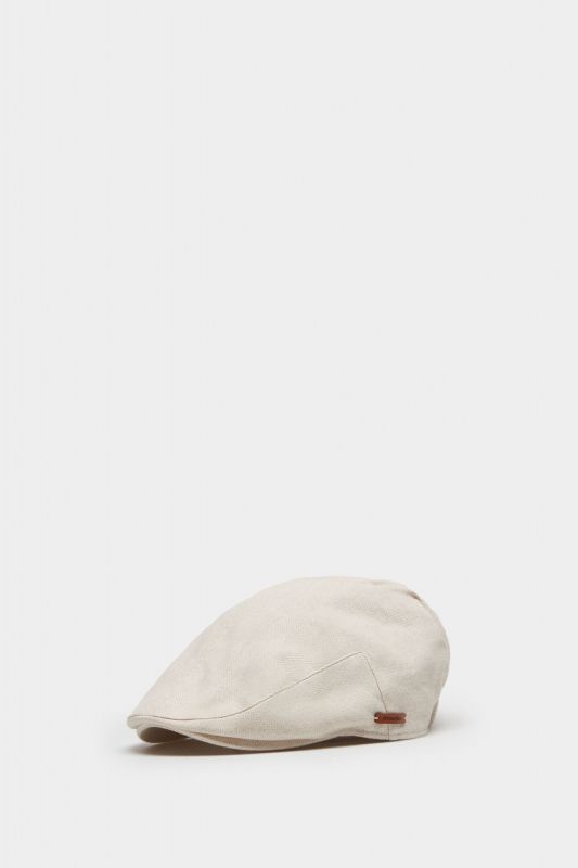 Textured linen blend flat cap