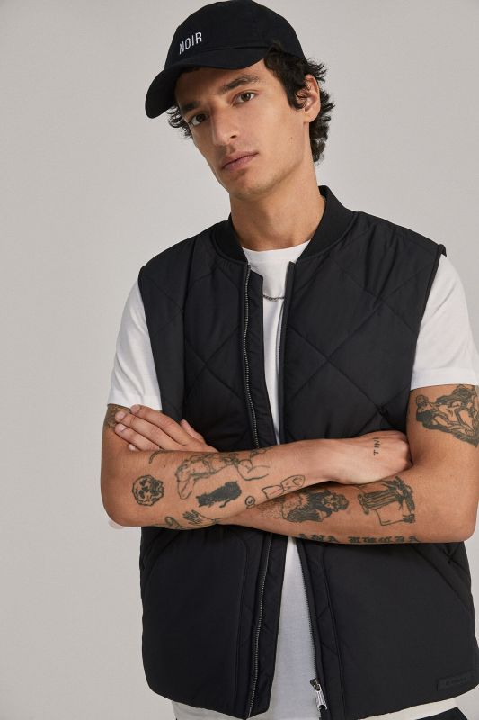 Bomber neck quilted gilet