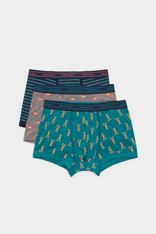 3-pack of boxers with crustacean motifs