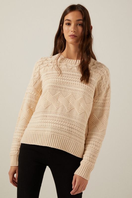 Cable knit textured jumper