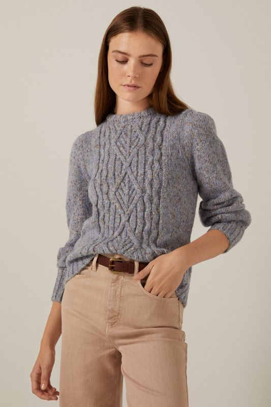 Mottled cable knit jumper