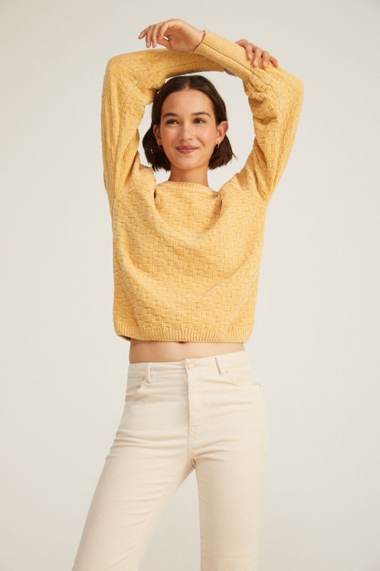 Chenille jumper with buttoned cuffs