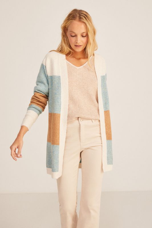Long Coloured Bands Cardigan