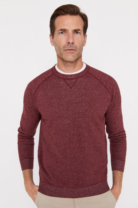 Crew neck jumper with plated cotton