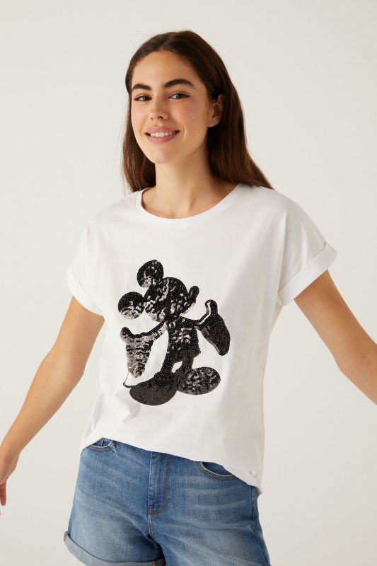 Organic cotton Mickey sequins T-shirt