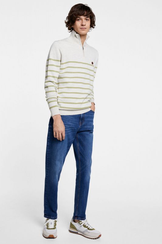 Striped zip-up jumper
