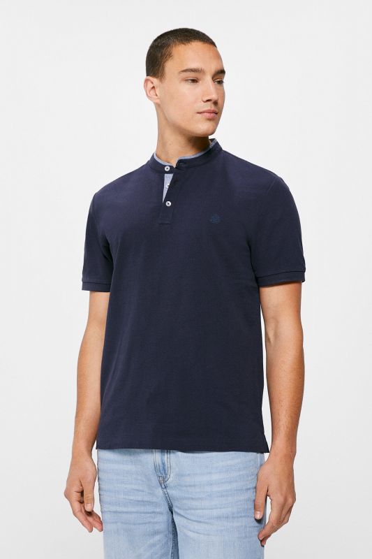 Slim mandarin collar polo shirt