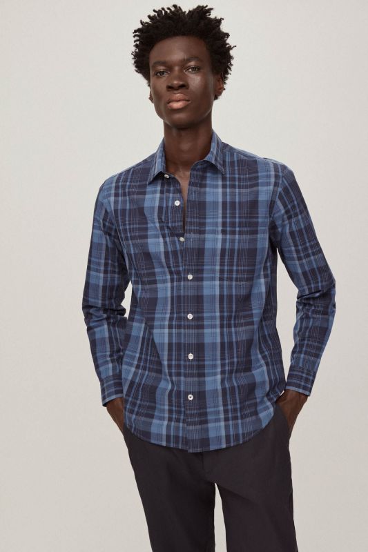 Checked linen and cotton shirt