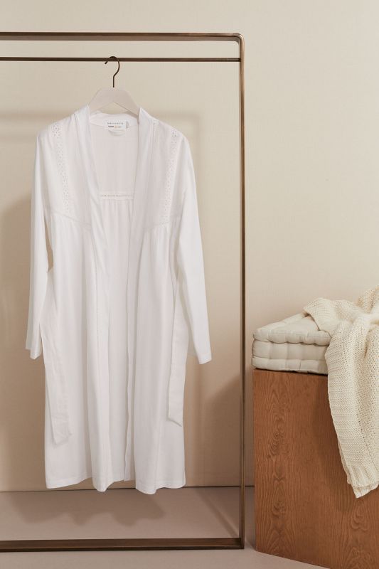 White mid-length "maternity" robe
