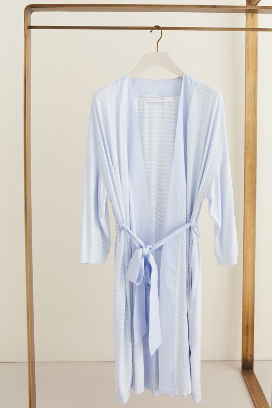 Blue mid-length "maternity" robe