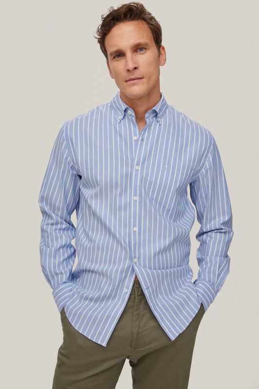 Striped non-iron + stain-resistant shirt