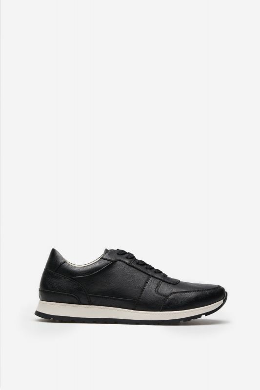 Faux leather running trainer.