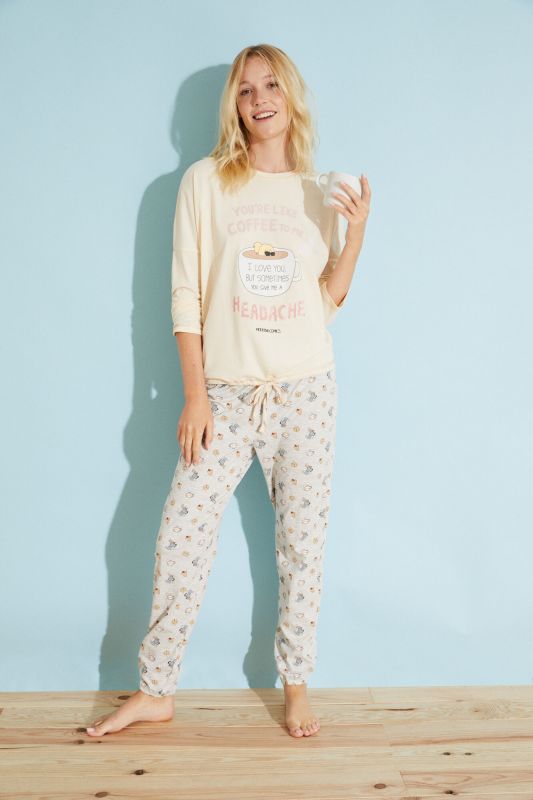 Long cream cotton pyjamas