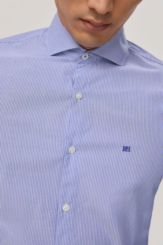 Striped slim fit shirt, easy-iron and odour repellent