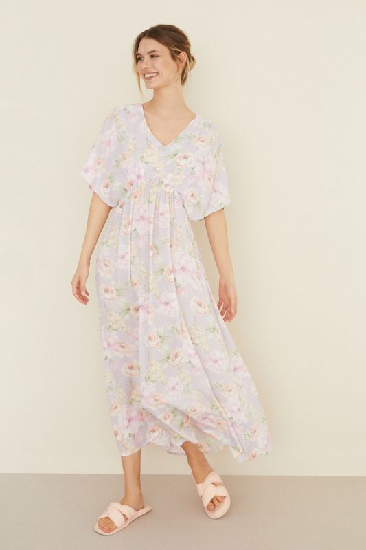 Long mauve floral nightgown