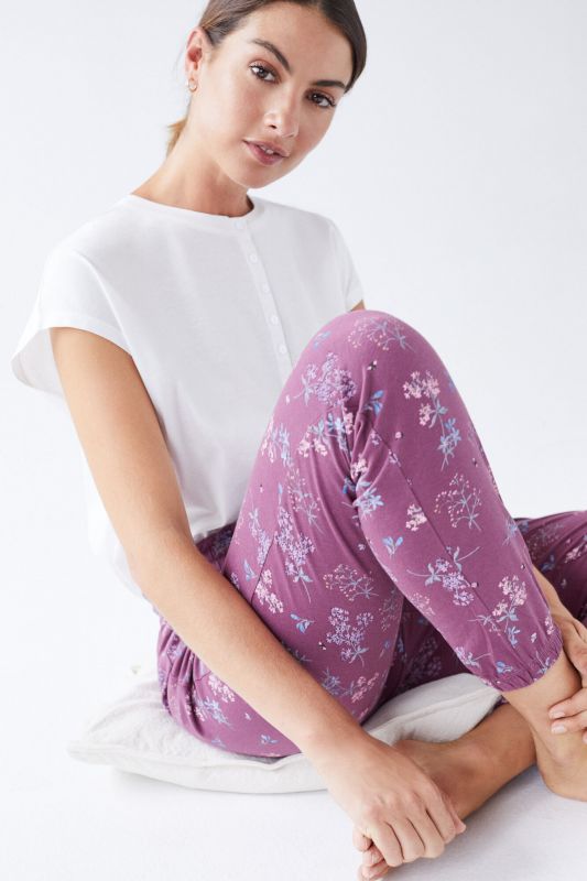 Long purple cotton trousers