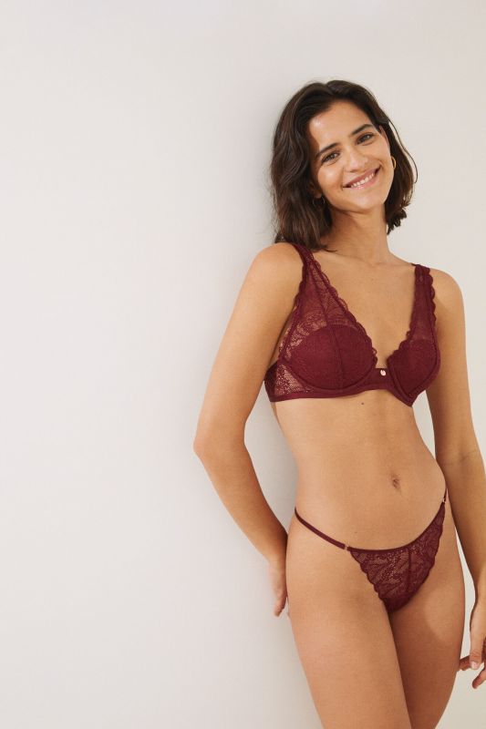 Maroon lace G-string