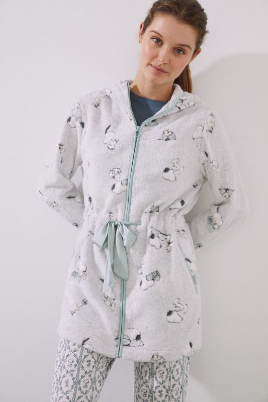 Grey hooded Snoopy midi robe