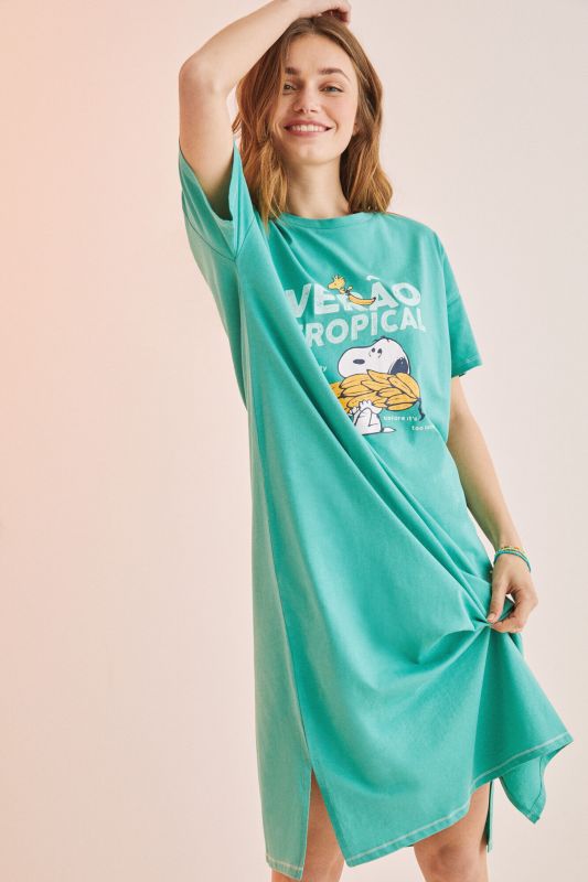 Green 100% cotton Snoopy nightgown