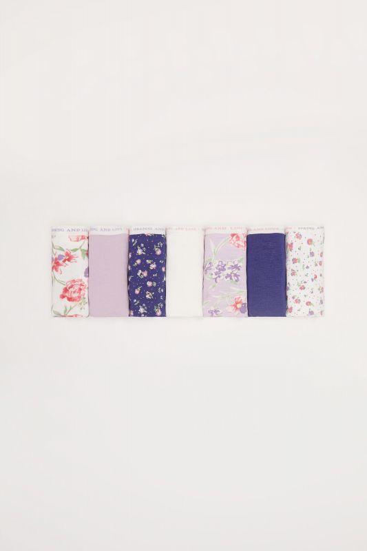 7-pack of purple classic cotton floral print panties