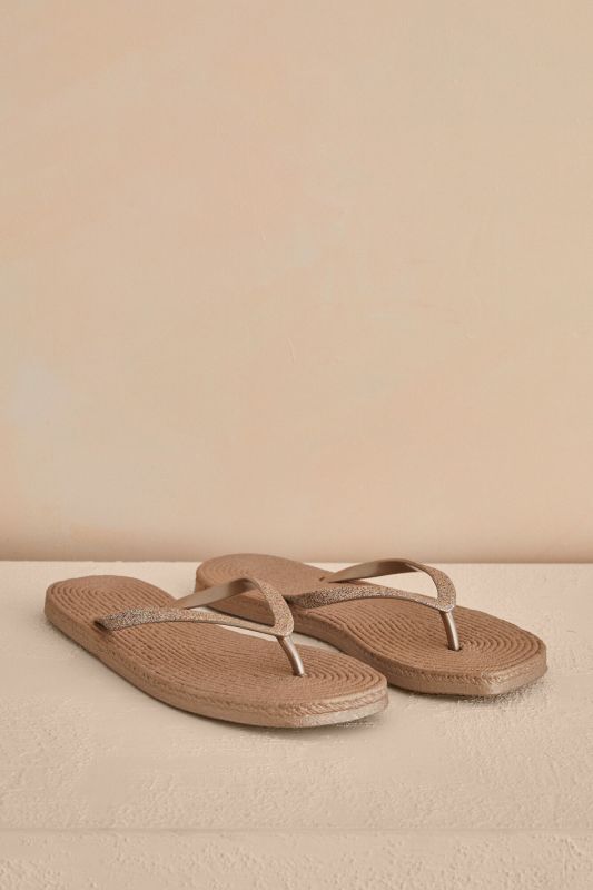 Brown esparto-look sole sandal