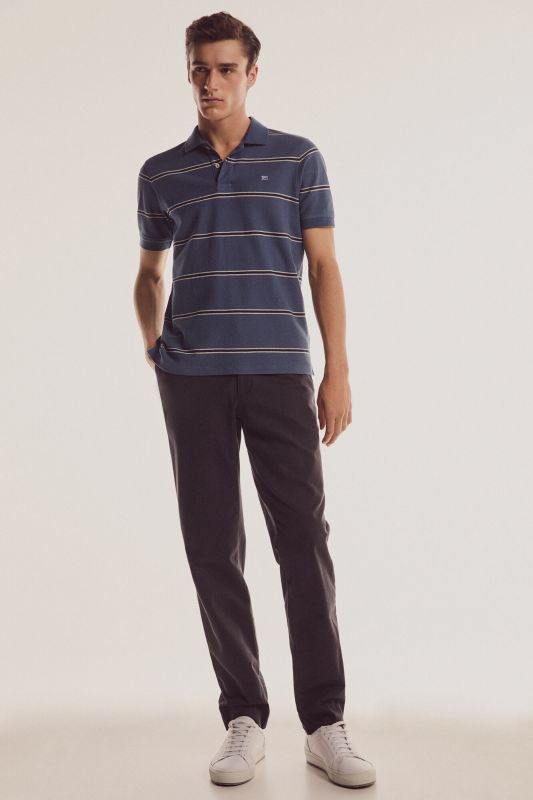 Striped piqué polo shirt in jacquard structure