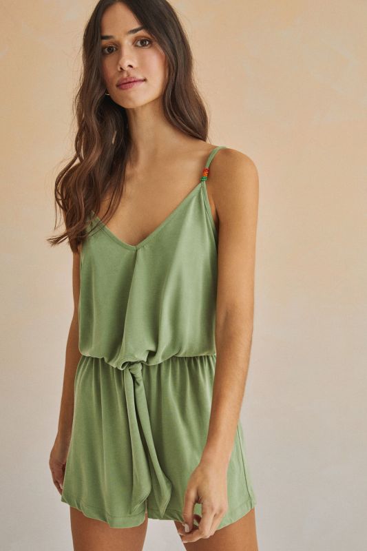Green strappy playsuit