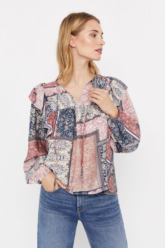 Printed flounced blouse