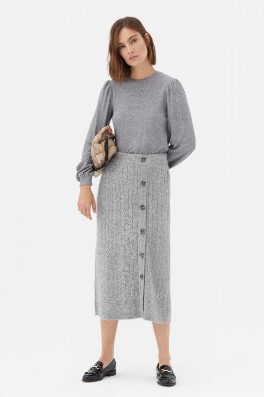 Cross-knit midi skirt