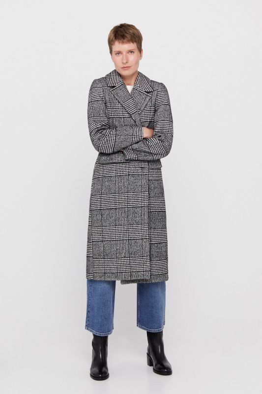 Long tailored checked coat