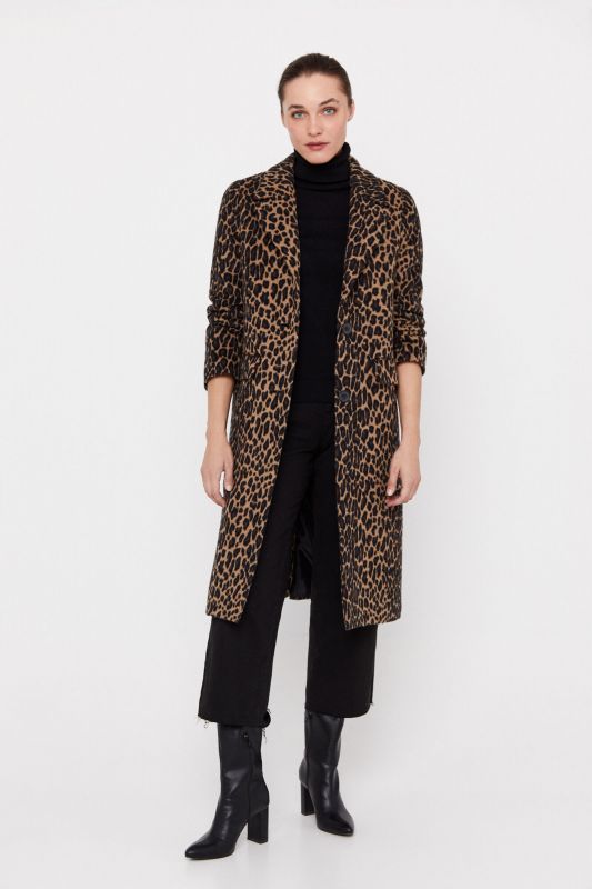Leopard print tailored coat
