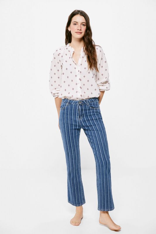 Striped sustainable wash kick flare jeans