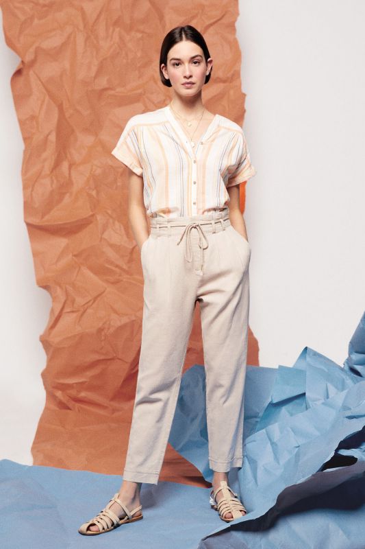 Linen belted trousers