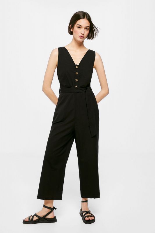 Black linen/cotton jumpsuit