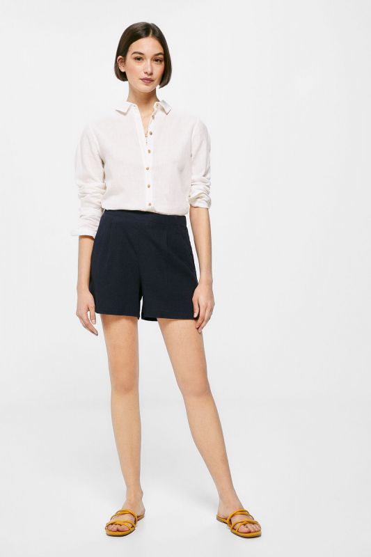 Plain linen/viscose shorts