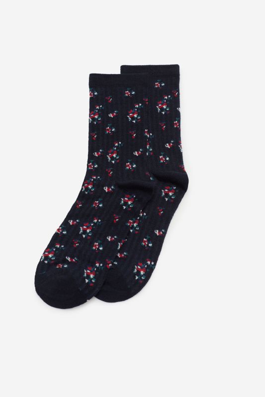 Floral ribbed socks