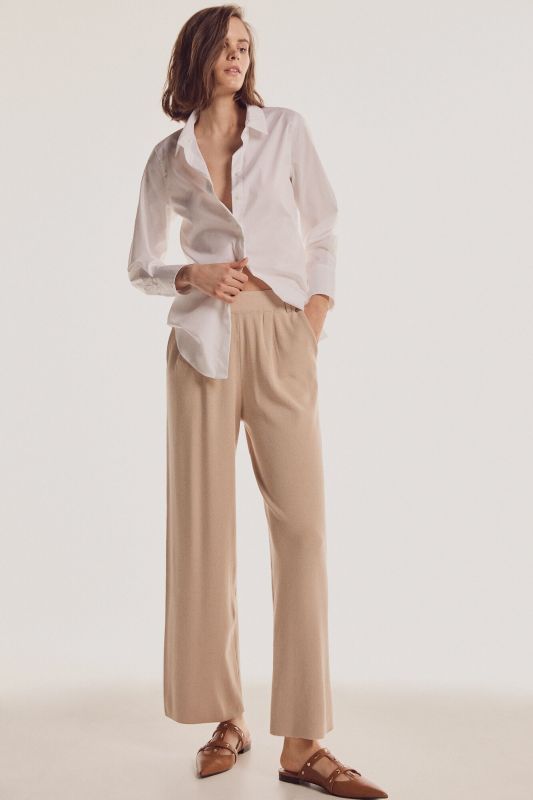 Straight jersey-knit trousers