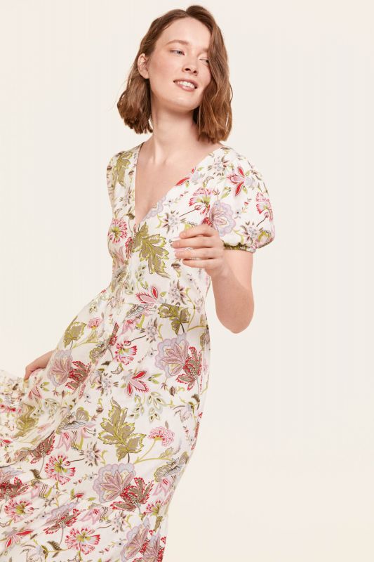 Floral Linen Midi Dress