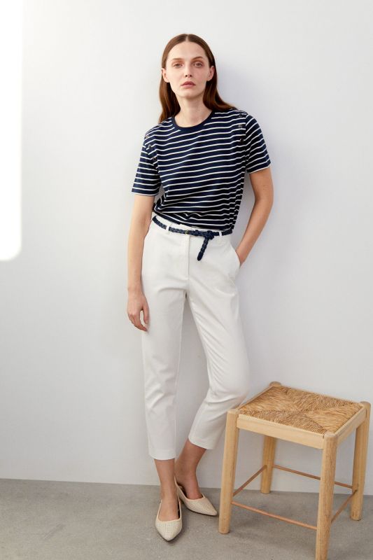 Cropped chino fit trousers