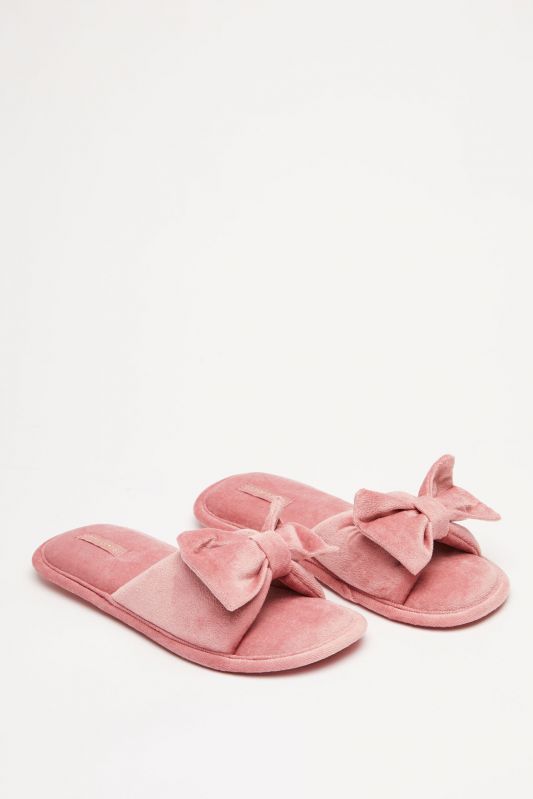 Pink bow slider slippers