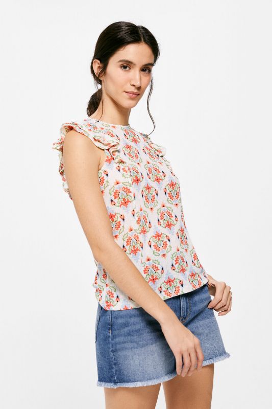 Double ruffle shoulder blouse